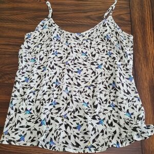 APT 9 Camisole Cami Spaghetti Strap Size L White Flowy Birds Nature Boho